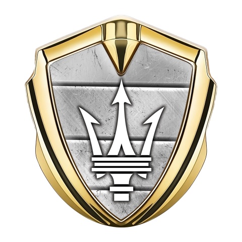 Maserati Tuning Emblem Self Adhesive Gold Solid Slab Effect Trident Logo