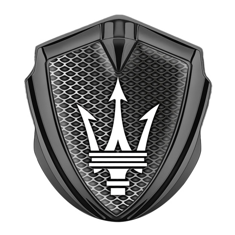 Maserati Trunk Emblem Badge Graphite Black Carbon White Trident Logo