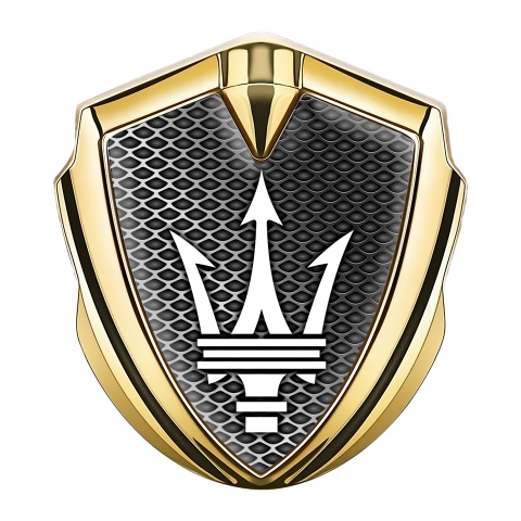 Maserati Trunk Emblem Badge Gold Black Carbon White Trident Logo