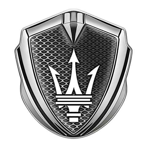 Maserati Trunk Emblem Badge Silver Black Carbon White Trident Logo