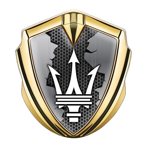 Maserati Self Adhesive Bodyside Emblem Gold Torn Metal Effect Edition
