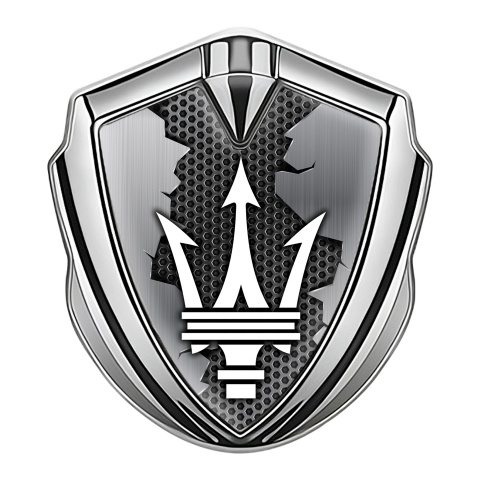 Maserati Self Adhesive Bodyside Emblem Silver Torn Metal Effect Edition