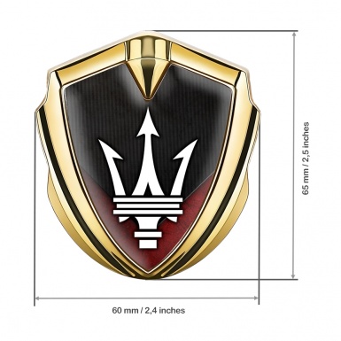 Maserati Bodyside Emblem Gold Matt Red V Element White Trident Design