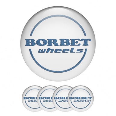 Borbet Domed Stickers Wheel Center Cap Badge White & Blue Combination 