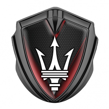 Maserati Bodyside Emblem Graphite Dark Grille Red Slanted Elements Design