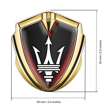 Maserati Bodyside Emblem Gold Dark Grille Red Slanted Elements Design