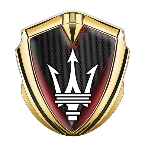 Maserati Bodyside Emblem Gold Dark Grille Red Slanted Elements Design