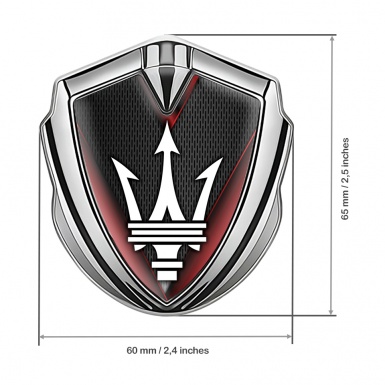 Maserati Bodyside Emblem Silver Dark Grille Red Slanted Elements Design