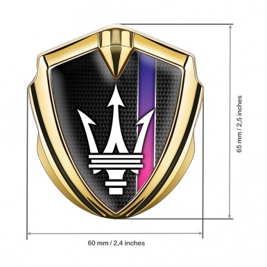 Maserati 3D Car Metal Emblem Gold Black Carbon Color Stripe Design