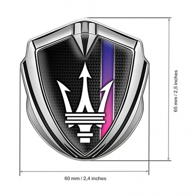 Maserati 3D Car Metal Emblem Silver Black Carbon Color Stripe Design