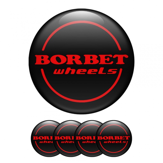 Borbet Wheel Center Cap Domed Stickers Black Ghost Badges