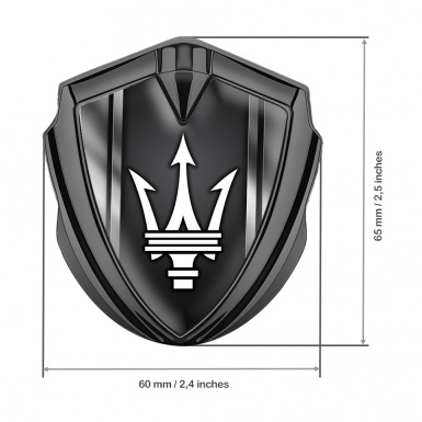 Maserati Trunk Metal Emblem Badge Graphite Black Base Metal Sides Effect