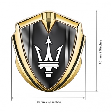 Maserati Trunk Metal Emblem Badge Gold Black Base Metal Sides Effect