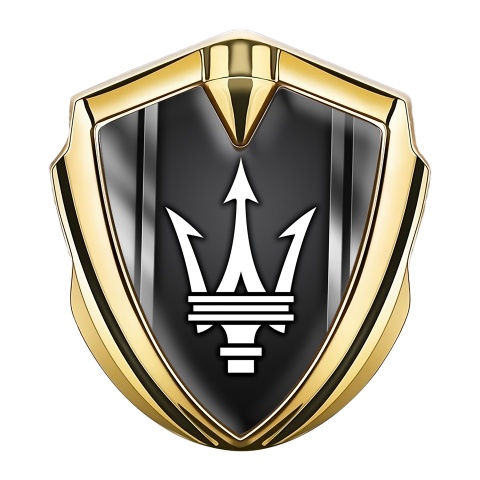 Maserati Trunk Metal Emblem Badge Gold Black Base Metal Sides Effect