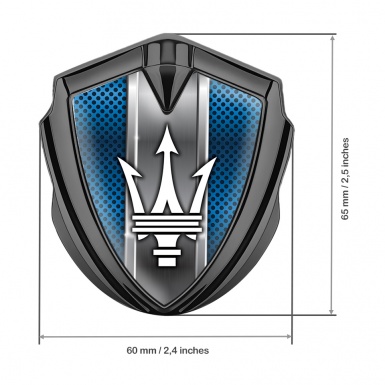 Maserati 3D Car Metal Emblem Graphite Diagonal Blue Mesh Trident Logo