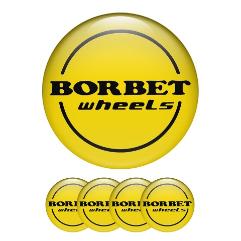 Borbet Domed Stickers Wheel Center Cap Yellow Arrow Domed Badges
