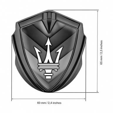 Maserati Trunk Emblem Badge Graphite V Shaped Panels White Trident Logo