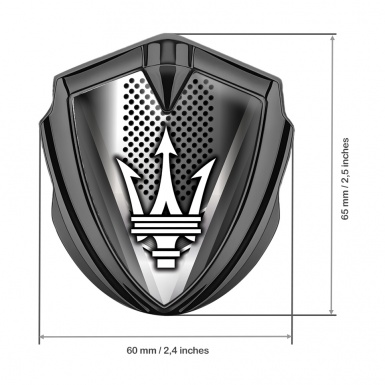 Maserati Bodyside Badge Self Adhesive Graphite Grille Texture Trident Logo