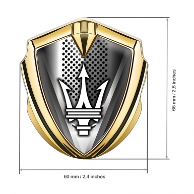 Maserati Bodyside Badge Self Adhesive Gold Grille Texture Trident Logo