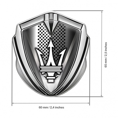 Maserati Bodyside Badge Self Adhesive Silver Grille Texture Trident Logo