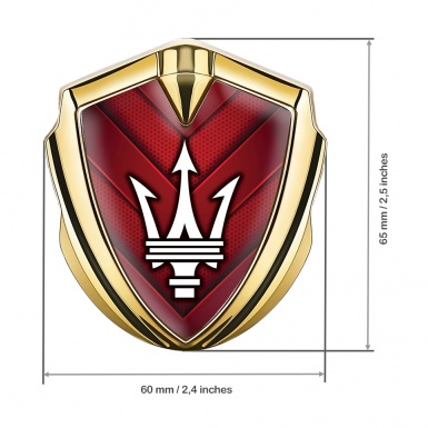 Maserati Fender Emblem Gold Red V Shaped Panels Clean Trident Logo