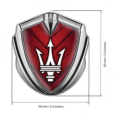 Maserati Fender Emblem Silver Red V Shaped Panels Clean Trident Logo