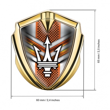 Maserati Bodyside Emblem Gold Orange Stylish Bars Classic Trident Logo