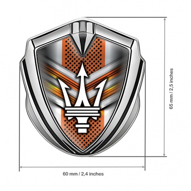 Maserati Bodyside Emblem Silver Orange Stylish Bars Classic Trident Logo