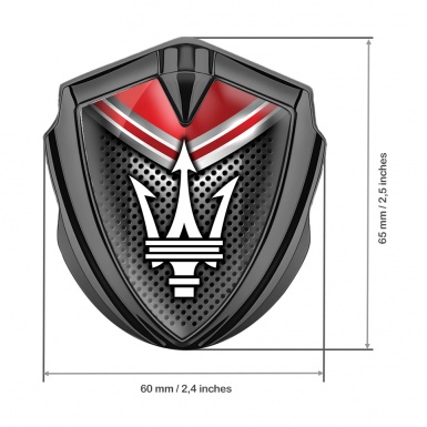 Maserati Metal Emblem Badge Graphite Dark Grille Red Panel Trident Logo