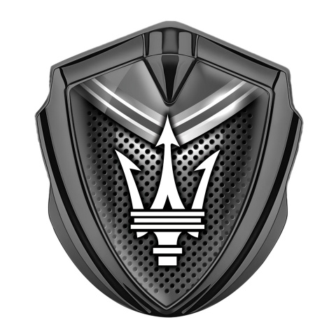 Maserati 3D Car Metal Emblem Graphite Dark Grille Monochrome Panel Edition