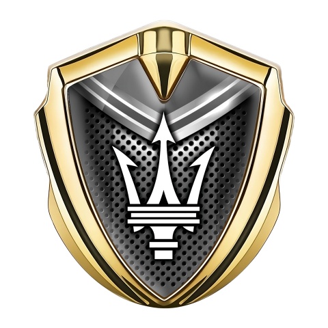 Maserati 3D Car Metal Emblem Gold Dark Grille Monochrome Panel Edition