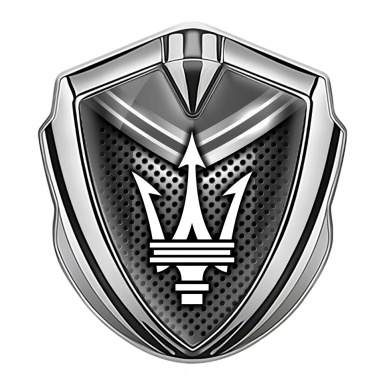 Maserati 3D Car Metal Emblem Silver Dark Grille Monochrome Panel Edition