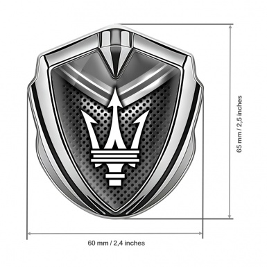 Maserati 3D Car Metal Emblem Silver Dark Grille Monochrome Panel Edition