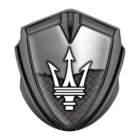 Maserati Trunk Emblem Badge Graphite Torn Panel Classic Trident Logo