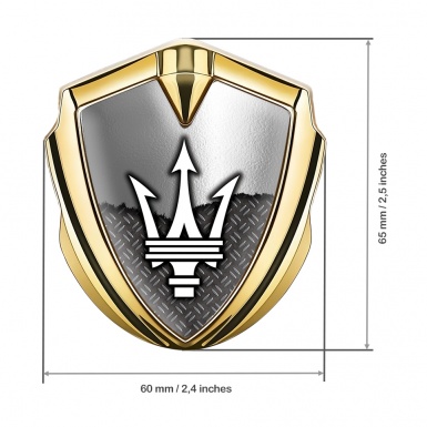 Maserati Trunk Emblem Badge Gold Torn Panel Classic Trident Logo