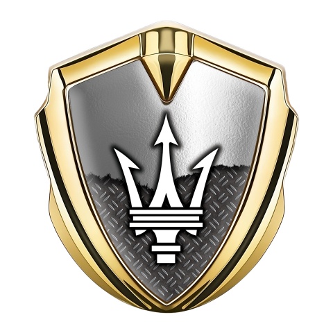 Maserati Trunk Emblem Badge Gold Torn Panel Classic Trident Logo