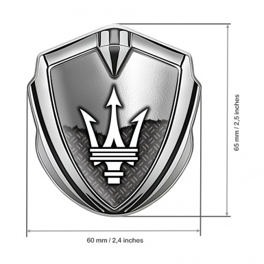 Maserati Trunk Emblem Badge Silver Torn Panel Classic Trident Logo