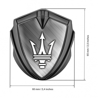 Maserati Trunk Metal Emblem Graphite Brushed Metal Effect Trident Logo