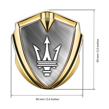 Maserati Trunk Metal Emblem Gold Brushed Metal Effect Trident Logo