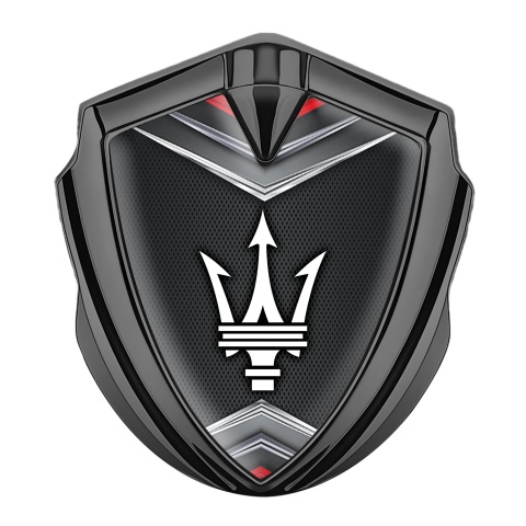 Maserati 3D Car Metal Emblem Graphite Grey Web Chrome Elements Edition
