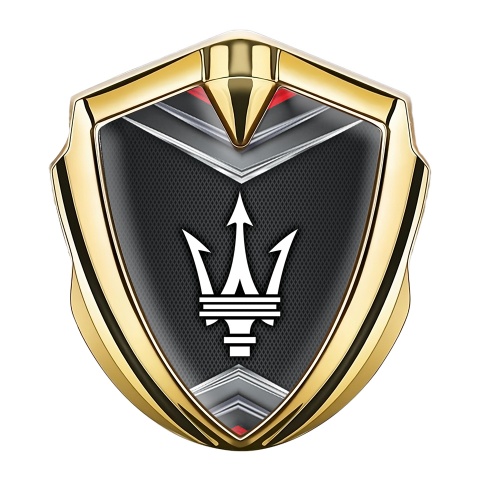 Maserati 3D Car Metal Emblem Gold Grey Web Chrome Elements Edition