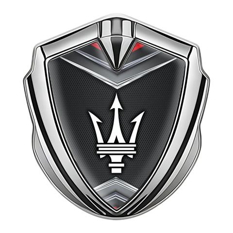 Maserati 3D Car Metal Emblem Silver Grey Web Chrome Elements Edition