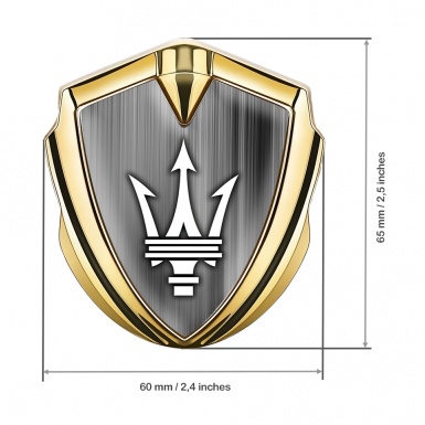 Maserati Fender Emblem Badge Gold Stylish Gradient White Classic Logo