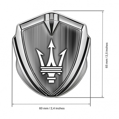 Maserati Fender Emblem Badge Silver Stylish Gradient White Classic Logo