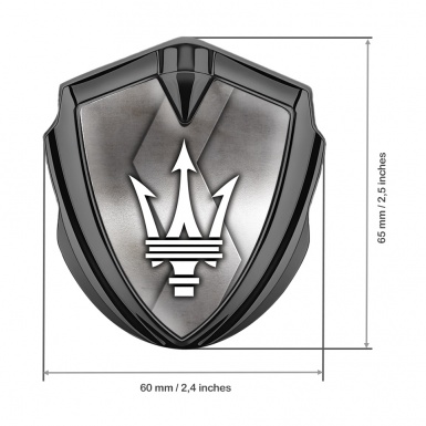 Maserati Trunk Emblem Badge Graphite Metallic S Panel White Classic Logo