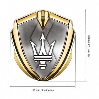 Maserati Trunk Emblem Badge Gold Metallic S Panel White Classic Logo