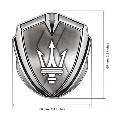 Maserati Trunk Emblem Badge Silver Metallic S Panel White Classic Logo