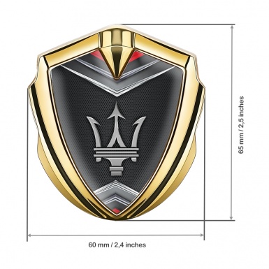 Maserati 3D Car Metal Emblem Gold Dark Mesh Metal Element Effect