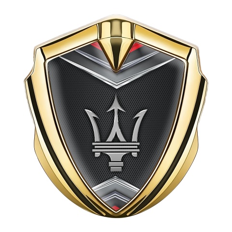 Maserati 3D Car Metal Emblem Gold Dark Mesh Metal Element Effect