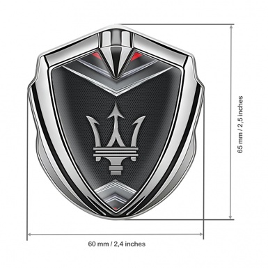 Maserati 3D Car Metal Emblem Silver Dark Mesh Metal Element Effect